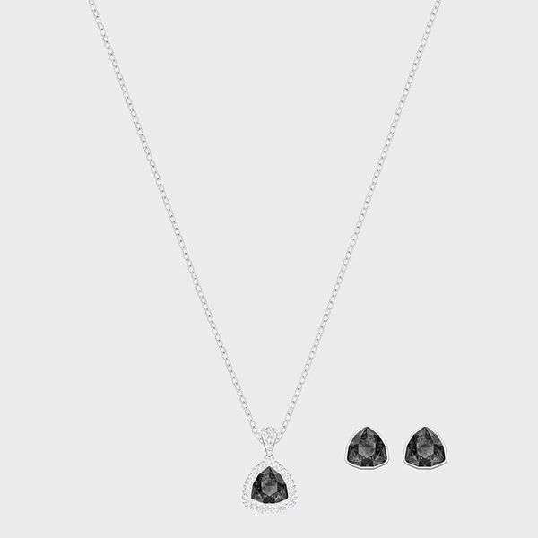 Set Dây Chuyền Và Khuyên Tai Swarovski Begin Gray Earrings and Necklace