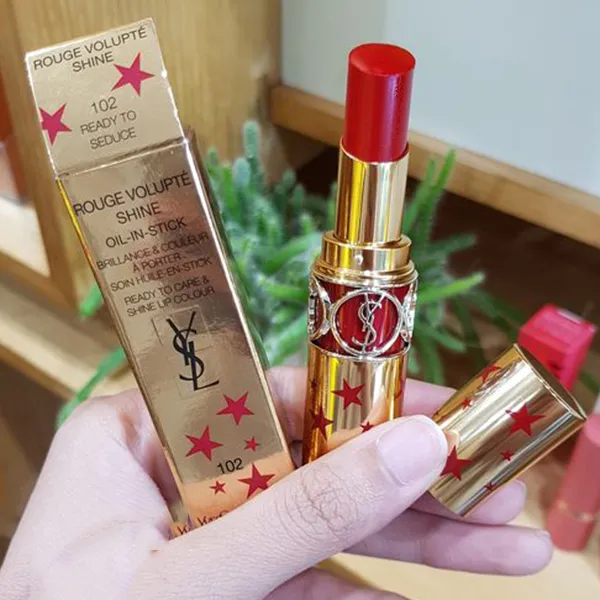 Son Yves Saint Laurent YSL Rouge Volupte Shine 102 Ready To Seduce Màu Đỏ Tươi