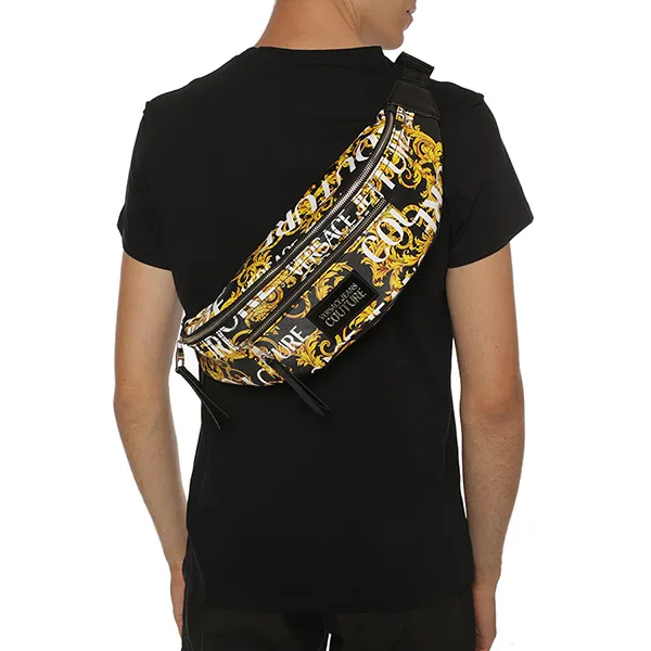 Túi Xách Versace Jeans Couture Branded Belt Bag Màu Đen Vàng
