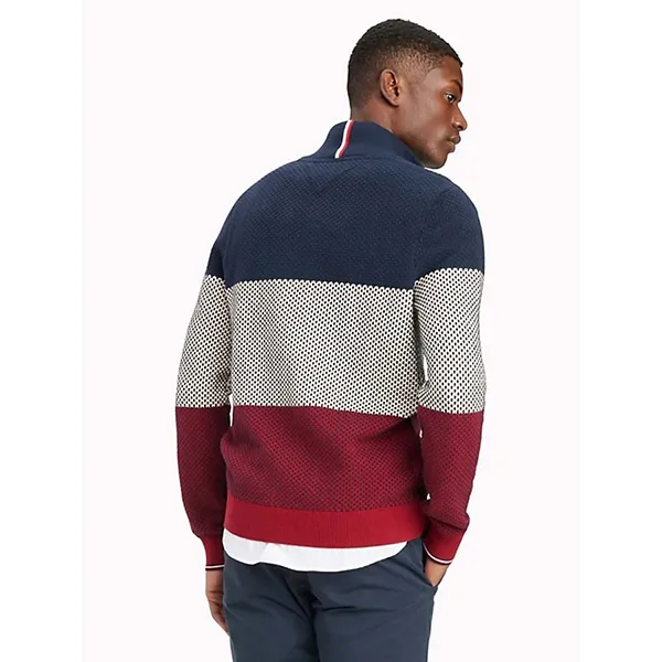 Áo Khoác Len Tommy Hilfiger Essential Organic Cotton Colorblock Zip Cardigan Size XS