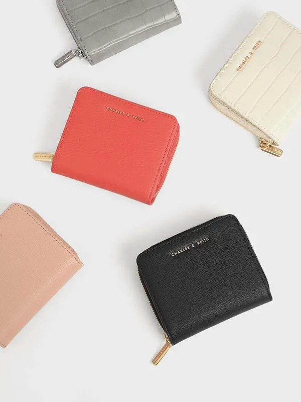 Ví Nữ Charles & Keith CNK Small Zip-Around Wallet - Black 10770420-6 Màu Đen