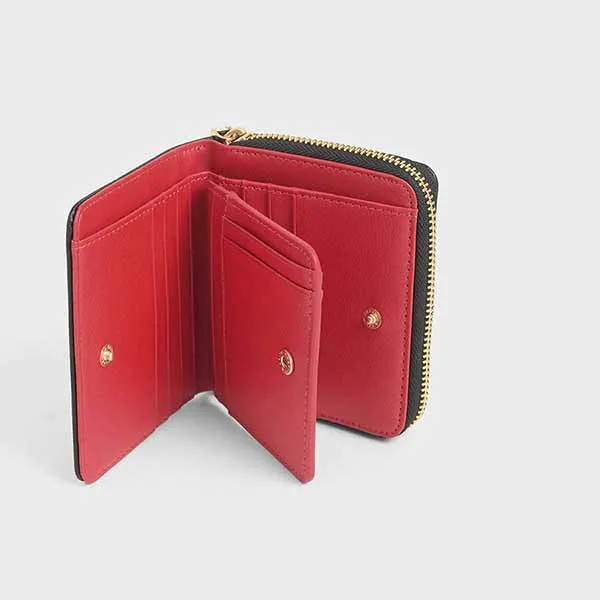 Ví Nữ Charles & Keith CNK Small Zip-Around Wallet - Black 10770420-6 Màu Đen