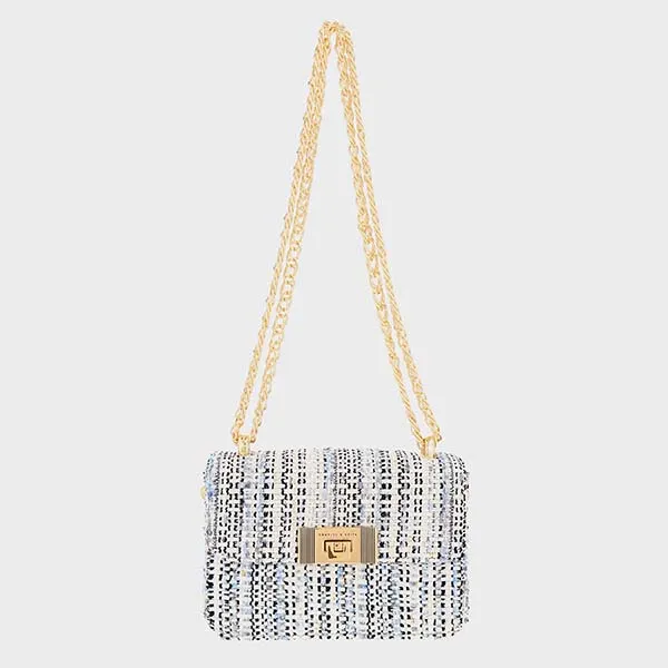 Túi Xách Nữ Charles & Keith CNK Alia Chain-Strap Tweed Crossbody Bag CK2-80701168 Multi