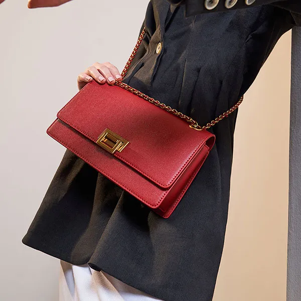 Túi Xách Nữ Charles & Keith CNK Chain Shoulder Bag Red CK2-20840440-9 Màu Đỏ