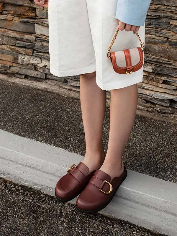 Túi Xách Nữ Charles & Keith CNK Micro Gabine Two-Tone Saddle Bag​ Brick 80781630 Màu Cam Gạch