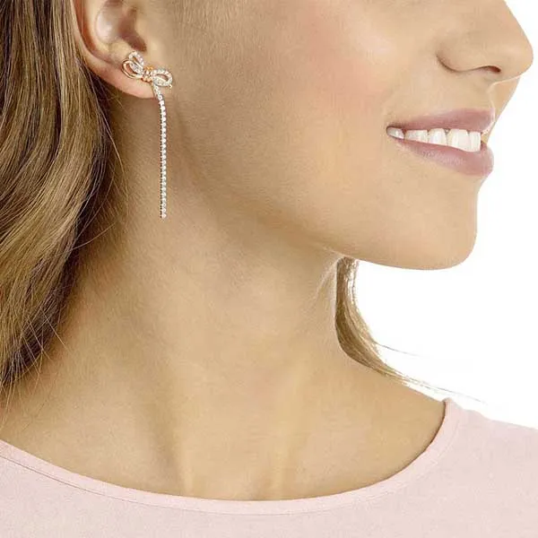 Khuyên Tai Swarovski Lifelong Bow Earring 5447083 Metal Pink Gold - Trang sức - Vua Hàng Hiệu