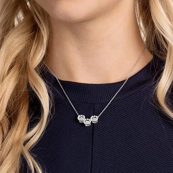 Dây Chuyền Swarovski Sparkling Dance Trilogy Necklace White, Rhodium Plated 5465275