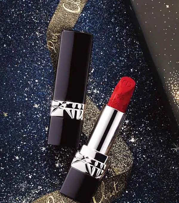 Son Dior Rouge 999 Golden Nights Xmas Matte Phiên Bản Bông Tuyết Màu Đỏ Thuần