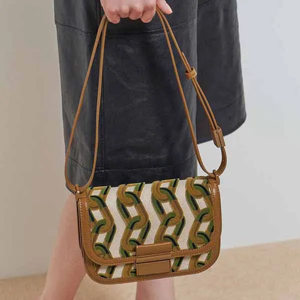 Túi Đeo Chéo Nữ Charles & Keith CNK Charlot Printed Canvas Bag Brown 80781401