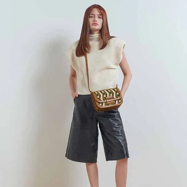 Túi Đeo Chéo Nữ Charles & Keith CNK Charlot Printed Canvas Bag Brown 80781401