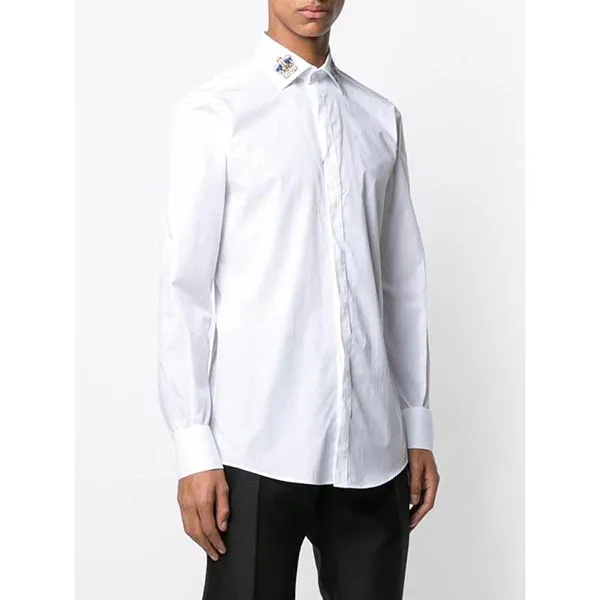 Áo Sơ Mi Nam Dolce & Gabbana D&G Crown Embroidered Shirt White Size 40 - 2