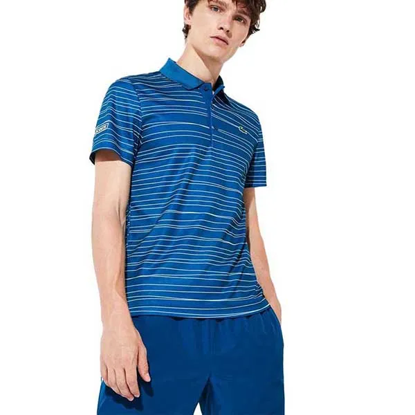 Áo Polo Lacoste Sport Striped Printed Breathable Pique Short Sleeve Màu Xanh