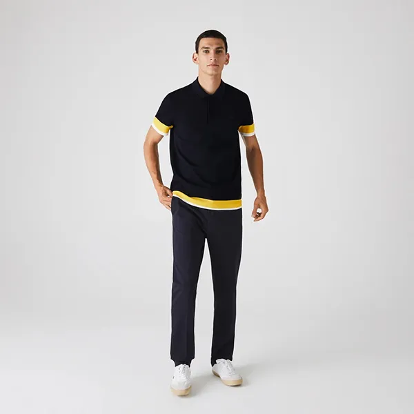 Áo Polo Lacoste Men's Tricolorblock Textured Cotton Piqué Polo Shirt Màu Xanh Navy - Thời trang - Vua Hàng Hiệu