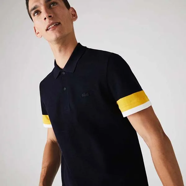 Áo Polo Lacoste Men's Tricolorblock Textured Cotton Piqué Polo Shirt Màu Xanh Navy - Thời trang - Vua Hàng Hiệu