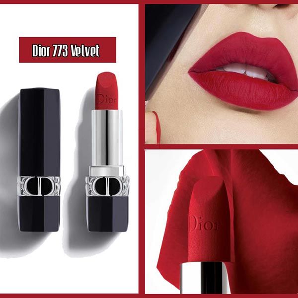 Son Dior Velvet 773 Bonheur Màu Đỏ Hồng Mới - 3