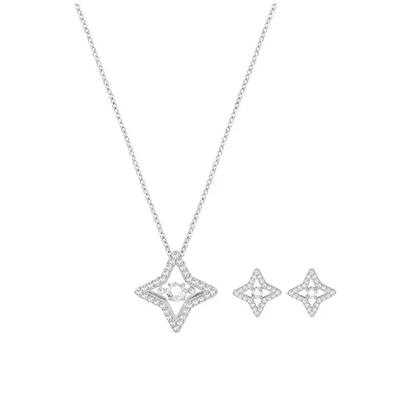 Set Dây Chuyền Và Khuyên Tai Swarovski Parkling Dance Star Rhodium - Trang sức - Vua Hàng Hiệu