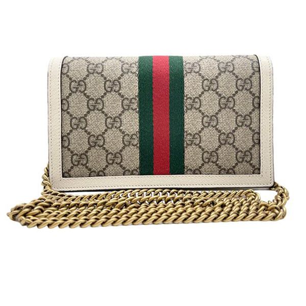 Túi Xách Gucci Chain Wallet Clutch Queen Margaret Mini Woc GG Supreme Web Beige Canvas Cross Body Bag Màu Be - 3