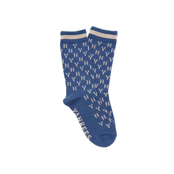 Tất MLB Monogram Stripe Socks New York Yankees 3ASOL0416-50BLD Màu Xanh Blue