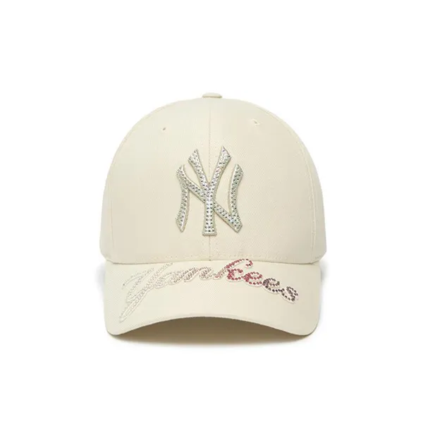 Mũ MLB Gradation Crystal Lettering Structured Ball Cap Màu Trắng