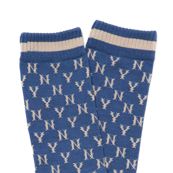 Tất MLB Monogram Stripe Socks New York Yankees 3ASOL0416-50BLD Màu Xanh Blue