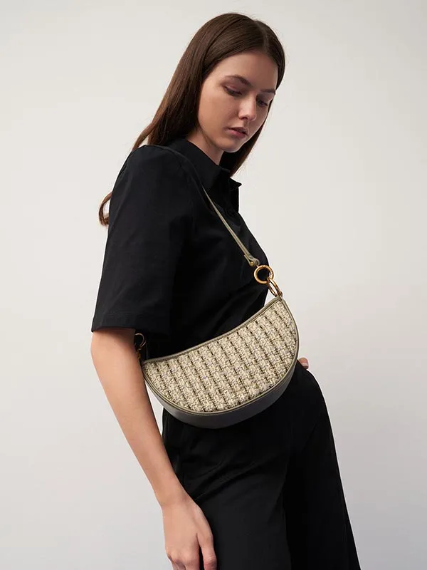Túi Xách Nữ Charles & Keith CNK Crescent Crossbody Bag Taupe 80781582 Màu Nâu Xám
