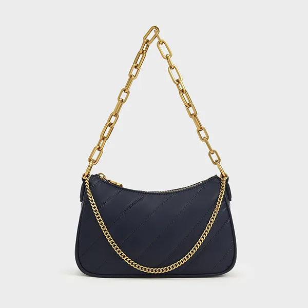 Túi Xách Nữ Charles & Keith CNK Chailly Chain Handle Crossbody Bag & Pouch CK2-80151086 Màu Xanh Navy