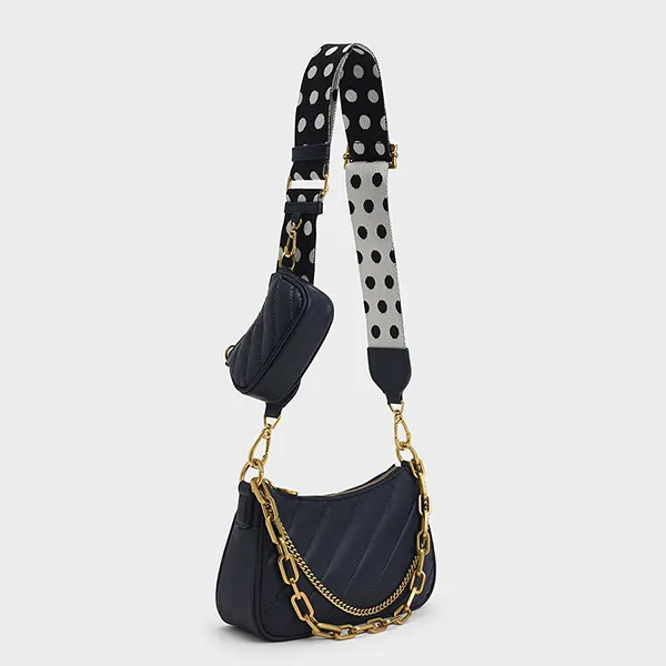 Túi Xách Nữ Charles & Keith CNK Chailly Chain Handle Crossbody Bag & Pouch CK2-80151086 Màu Xanh Navy
