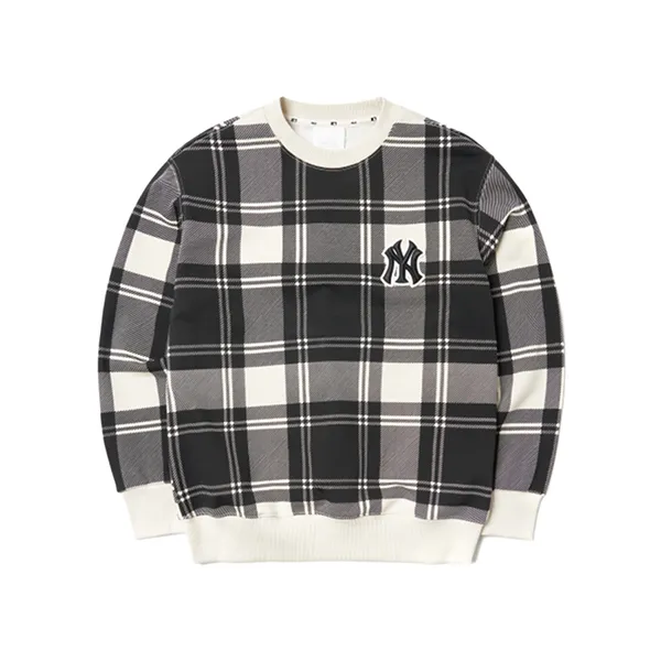 Áo Nỉ Sweater MLB Check Front Overfit Sweatshirt New York Yankees 3AMTC2114-50CRS Màu Đen Trắng