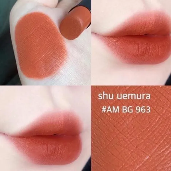 Son Shu Uemura Amplified BG 963 Màu Cam Đất Dòng Vỏ Đen - Son Môi - Vua Hàng Hiệu