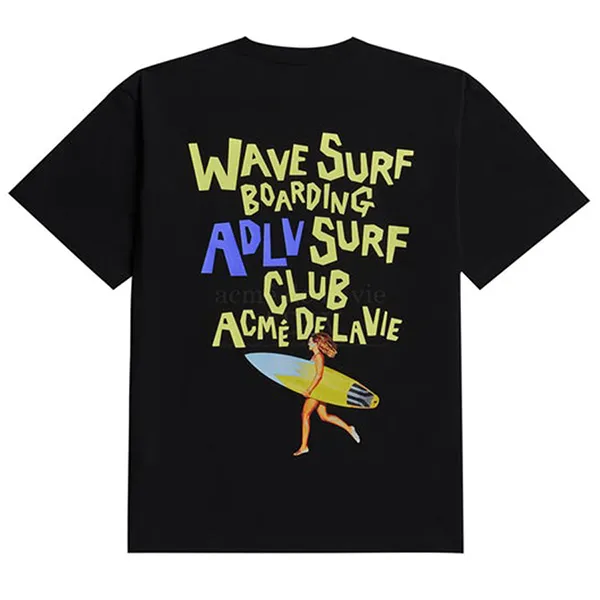 Áo Phông Acmé De La Vie ADLV Surfing Girl Short Sleeve T-Shirt Black Màu Đen
