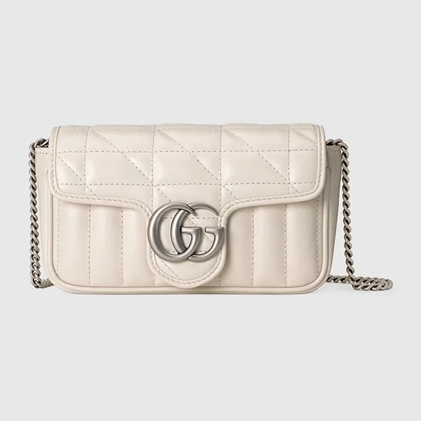 Túi Đeo Chéo Gucci Sac Super Mini GG Marmont Màu Trắng - Túi xách - Vua Hàng Hiệu