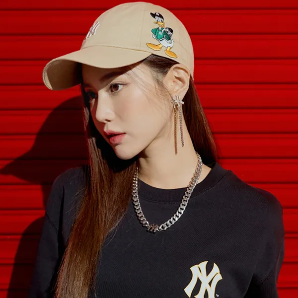 Mũ MLB x Disney Donald Duck Ball cap New York Yankees 3ACPD011N-50BGS Màu Be