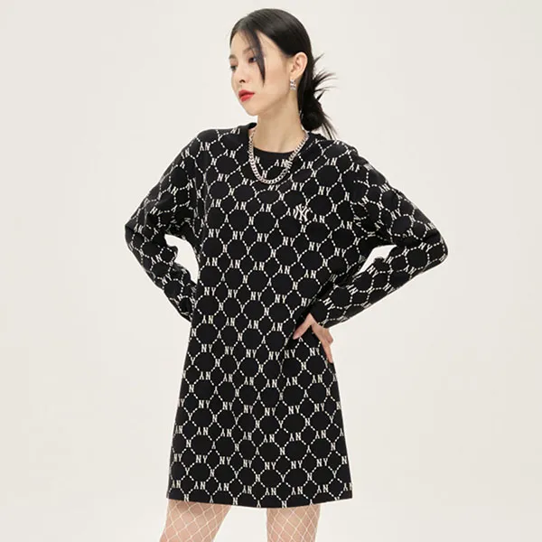 Váy MLB Monogram Dress New York Yankees 3FOPM0314-50BKS Màu Đen