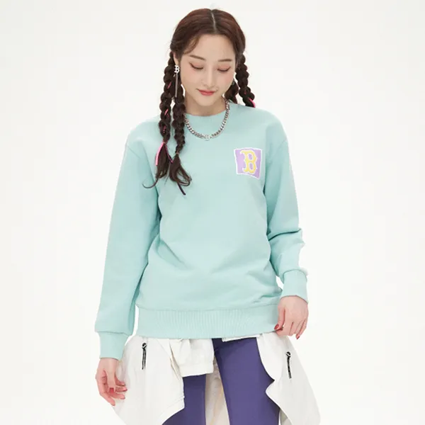 Áo Nỉ Sweater MLB Like Back Square Print Sweatshirt Boston Red Sox 3AMTL0414-43MTL Màu Xanh Ngọc - Thời trang - Vua Hàng Hiệu