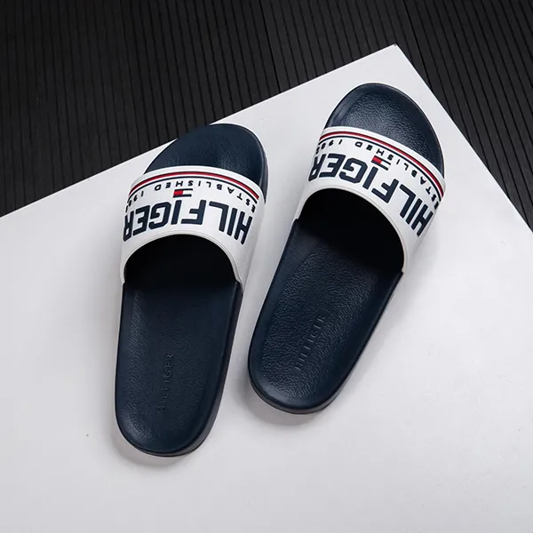 Dép Tommy Hilfiger Eldin SS2021 Màu Trắng Xanh Size 42