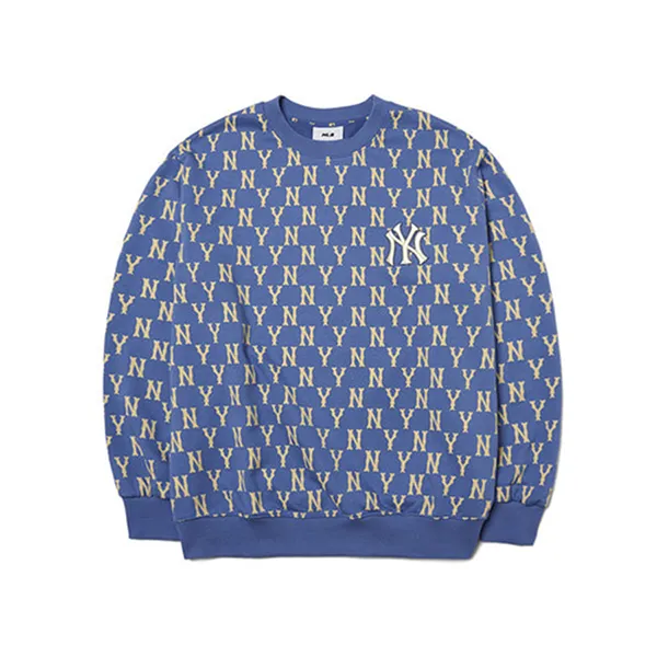 Áo Nỉ Sweater MLB Monogram Overfit Sweatshirt New York Yankees 3AMTM0614-50BLD Màu Xanh Blue