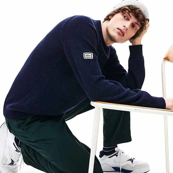 Áo Len Lacoste Men's Crewneck Wool And Alpaca Sweater Màu Xanh Navy Size M