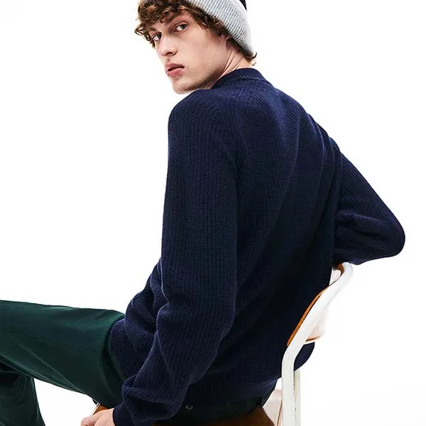 Áo Len Lacoste Men's Crewneck Wool And Alpaca Sweater Màu Xanh Navy Size M