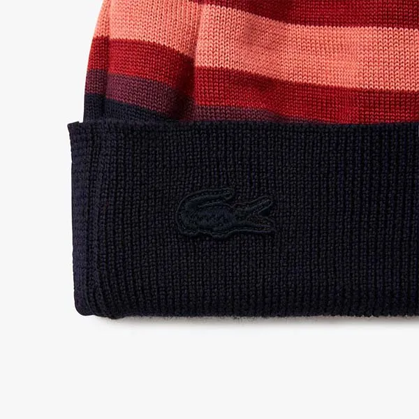 Mũ Len Lacoste Crown Border Knit Cap CLW7054 Màu Xanh Navy Phối Đỏ - Mũ nón - Vua Hàng Hiệu