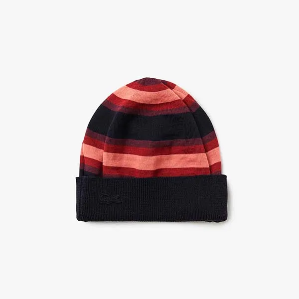 Mũ Len Lacoste Crown Border Knit Cap CLW7054 Màu Xanh Navy Phối Đỏ - Mũ nón - Vua Hàng Hiệu