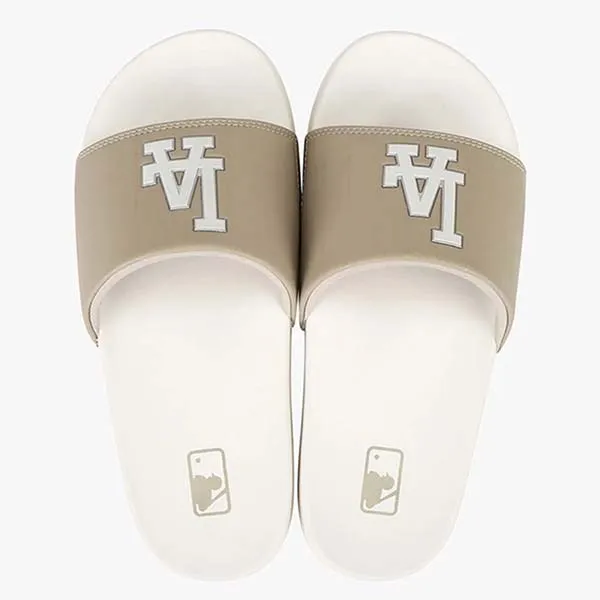 Dép MLB Logo LA Dodgers White Brown 32SHH2111-07B Màu Nâu