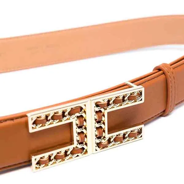 Thắt Lưng Nữ Elisabetta Franchi Logo-Plaque Belt Màu Cam Size 40