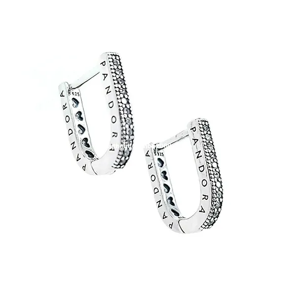 Khuyên Tai Bạc Pandora Dáng Chữ U Đính Đá - Trang sức - Vua Hàng Hiệu