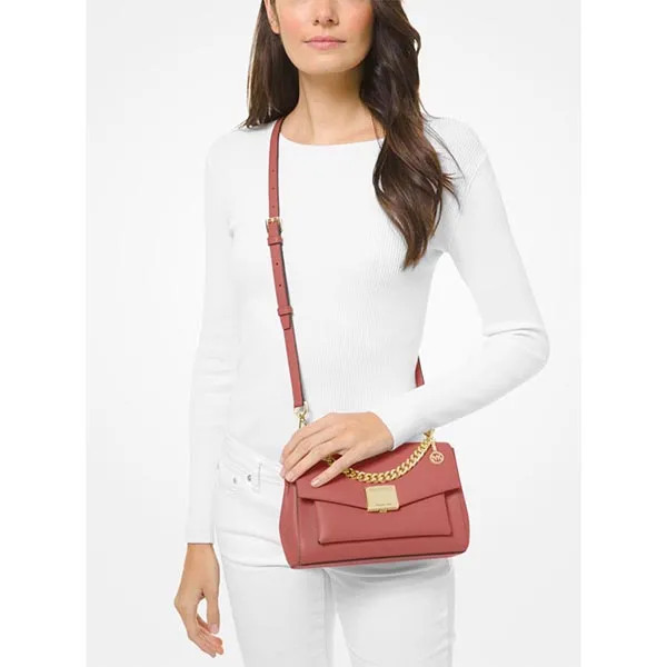 Túi Đeo Chéo Michael Kors MK Lita Medium Leather Crossbody Bag Màu Hồng