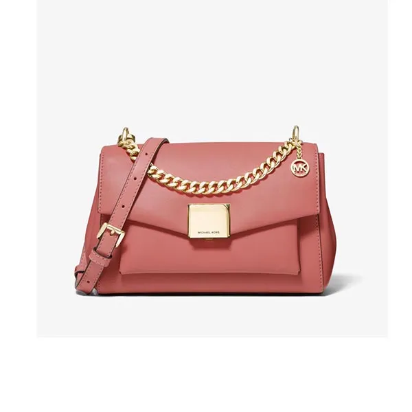 Túi Đeo Chéo Michael Kors MK Lita Medium Leather Crossbody Bag Màu Hồng