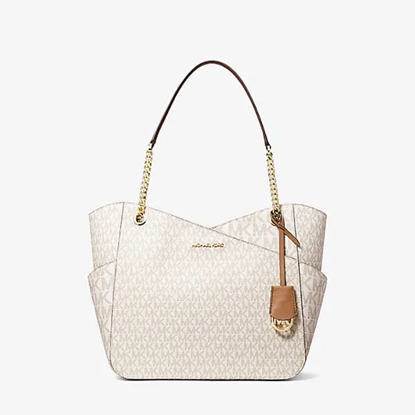 Túi Xách Michael Kors MK Jet Set Large Logo Shoulder Bag In Natural Màu Trắng - Túi xách - Vua Hàng Hiệu