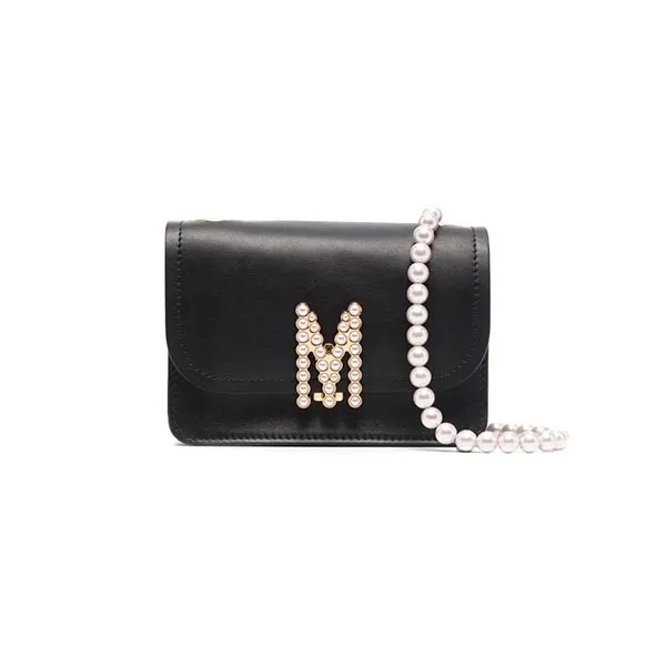 Túi Đeo Vai Moschino Logo Embellished Shoulder Bag Màu Đen - Túi xách - Vua Hàng Hiệu