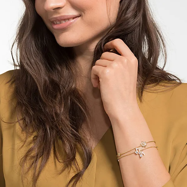 Set Vòng Đeo Tay Swarovski Remix Collection Strand White, Gold-Tone Plated 5512435