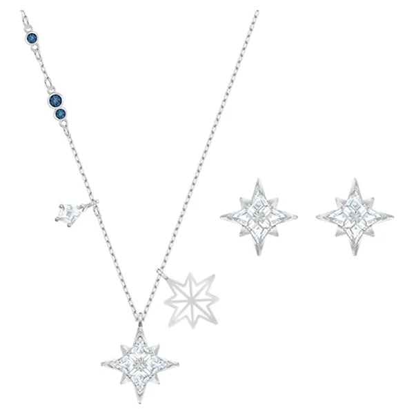 Set Dây Chuyền Và Khuyên Tai Swarovski Symbolic Star Setwhite, Rhodium Plated 5517182