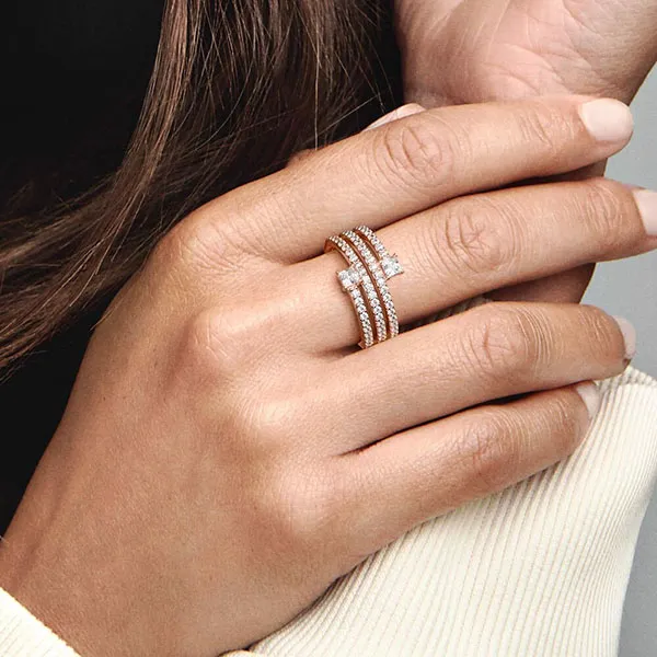 Nhẫn Pandora Triple Spiral Ring Mạ Vàng Hồng 14K - Trang sức - Vua Hàng Hiệu